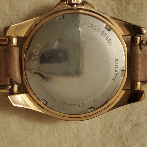 FOSSIL LEATHER/CHAIN ROSEGOLD STRAP - USED - Picture 4 of 4